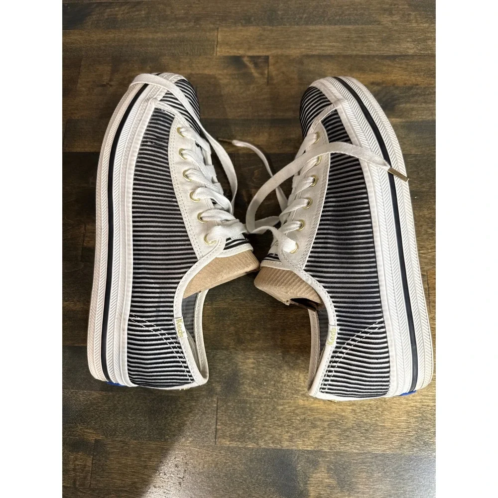 Kate Spade Keds Triple Deck Sneakers Black White Striped Platform Shoes Womens 9
